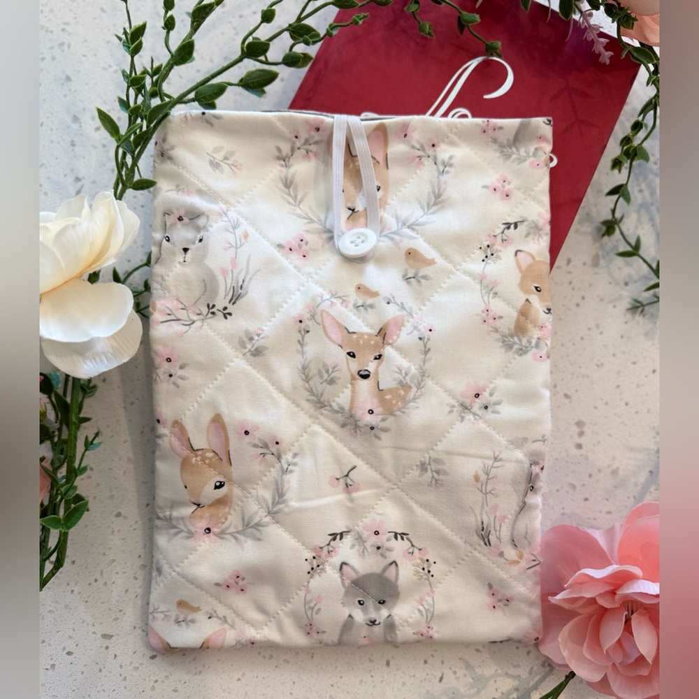 Book Kindle Sleeve Cover 10x8in Floral Vintage Fabric Padded Quilted Bags Baby D